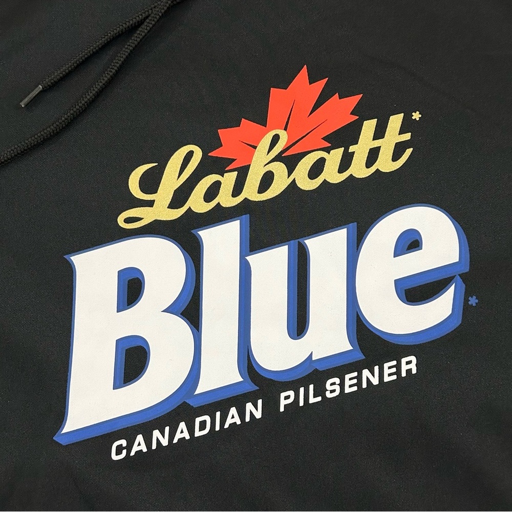 Labatt Blue Canadian Pilsner Beer Zubaz Black Performance Hoodie Sweatshirt Sz L - Picture 4 of 9